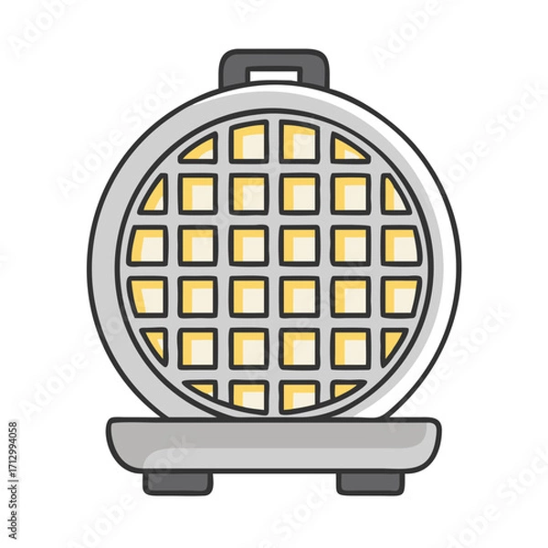 Fototapeta Illustration of a retro waffle maker ready for making breakfast waffles