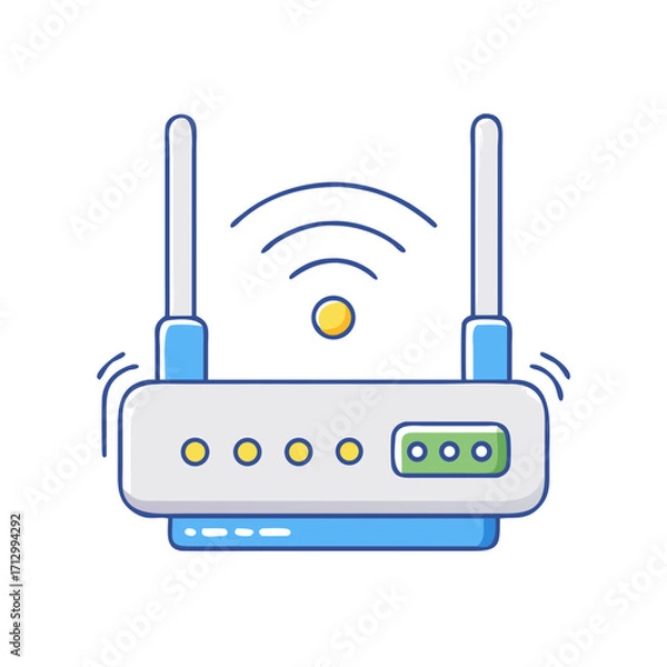 Fototapeta Illustration of a wireless router with antennas and signal symbol