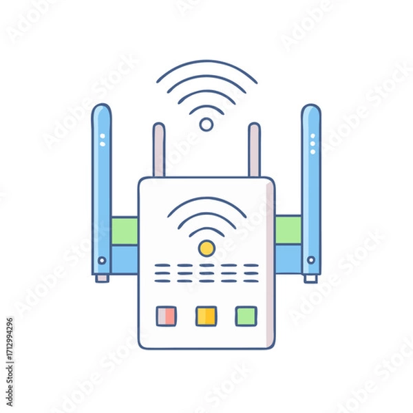 Fototapeta Illustration of a Wireless Router with Antennae and Signal Waves