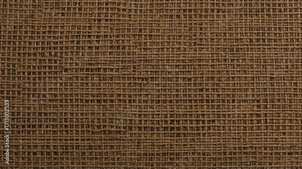Fototapeta Close-up of a textured brown burlap fabric, showcasing intricate weaving patterns and natural fibers.