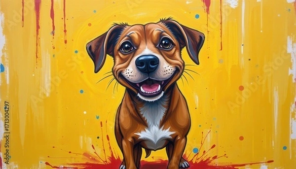 Obraz Dog Portrait with Paint Splatter