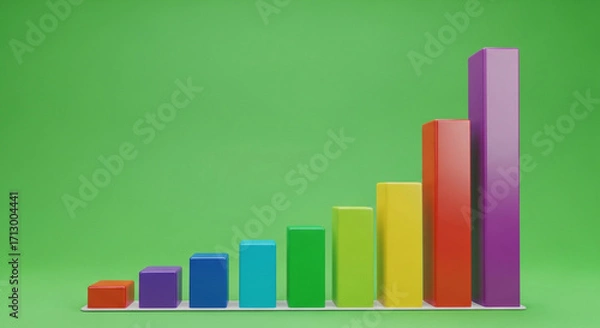 Fototapeta Colorful bar graph shows increasing financial growth and positive business performance on a vibrant background