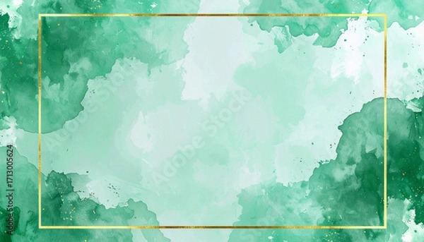 Fototapeta Beautiful watercolor illustration featuring serene green hues and soft textures perfect for calm settings or creative projects showcasing nature's beauty