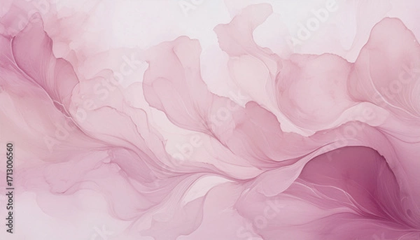 Fototapeta Soft and delicate watercolor illustration of gentle pink waves flowing seamlessly across a serene background