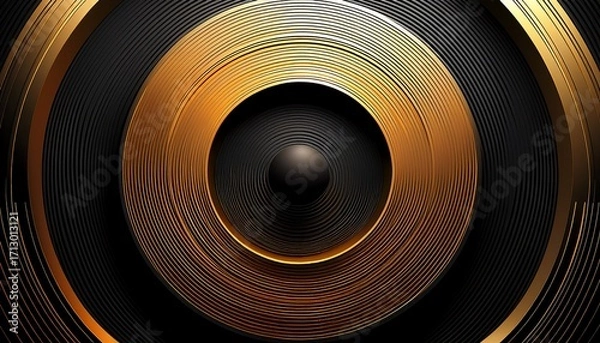 Obraz a black and gold abstract background with a circular design