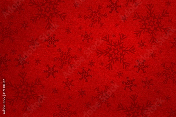 Obraz Red Christmas background with snowflakes.