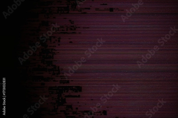 Fototapeta Glitch noise texture on an abstract monochrome background with a faded dark effect