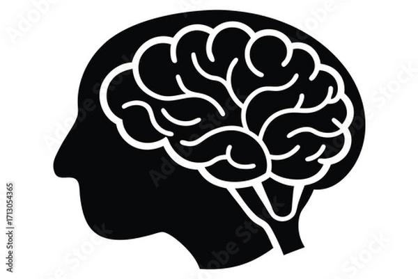 Obraz brain care silhouette vector icon