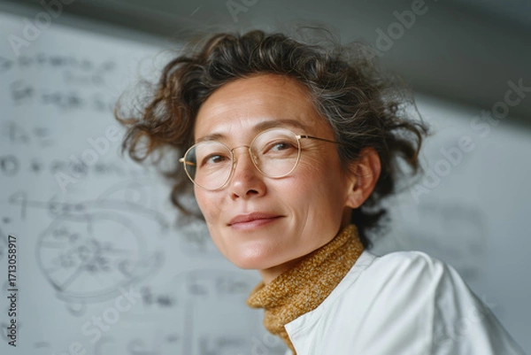 Obraz Confident female scientist in classroom setting