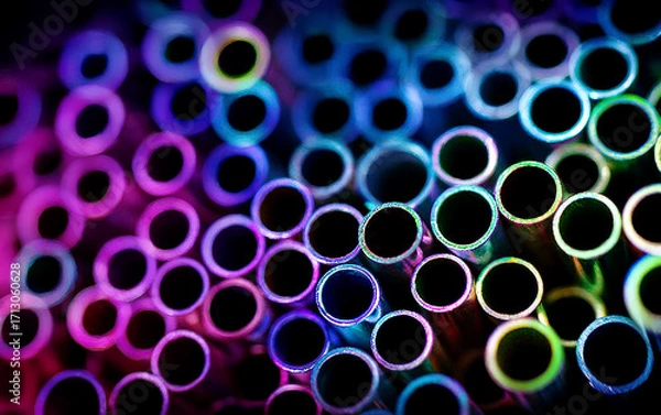 Obraz Colorful and vibrant circular tube pattern close-up view
