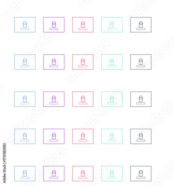 Fototapeta Social media and content creation illustration set with 25 flat vector scenes including vlogging, video editing, live streaming, and influencer marketing