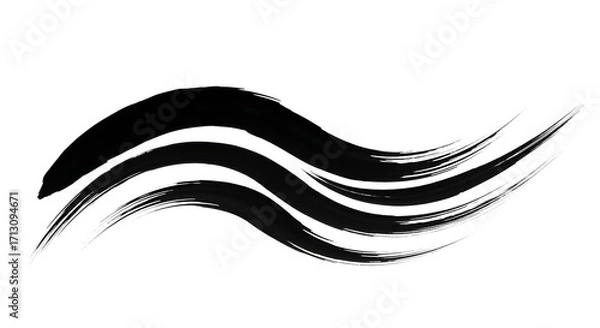 Fototapeta Dynamic black ink brush strokes create a modern, elegant wave design for artistic backgrounds