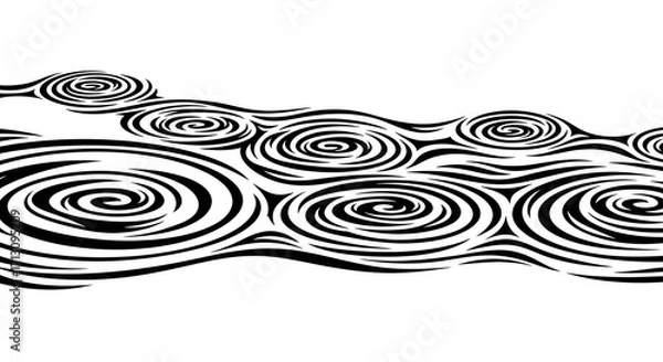 Fototapeta Dynamic black and white abstract swirl pattern for modern design backgrounds