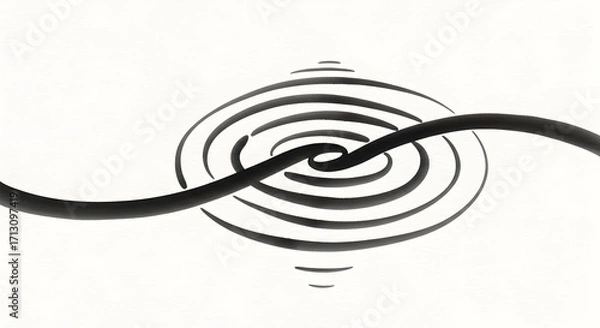 Fototapeta Dynamic black ink swirl creates modern abstract background for branding and design