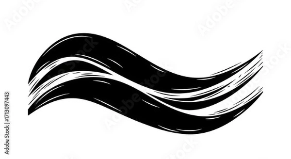 Fototapeta Dynamic black brush strokes create flowing abstract wave pattern for modern design backgrounds