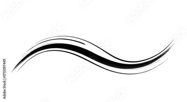 Fototapeta Dynamic black brush stroke wave adds elegant flair to modern designs and abstract art projects