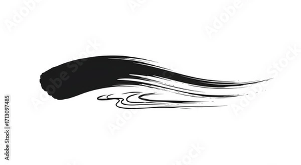 Fototapeta Dynamic black ink brush stroke with flowing water element for elegant artistic backgrounds