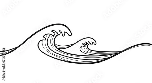 Fototapeta Dynamic black and white wave design captures ocean's power and movement