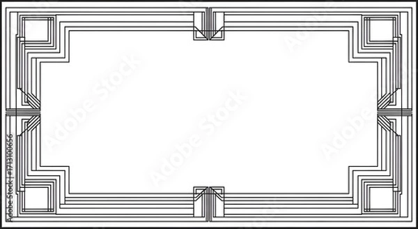 Fototapeta Elegant geometric art deco frame design for invitations, certificates, and luxurious branding needs