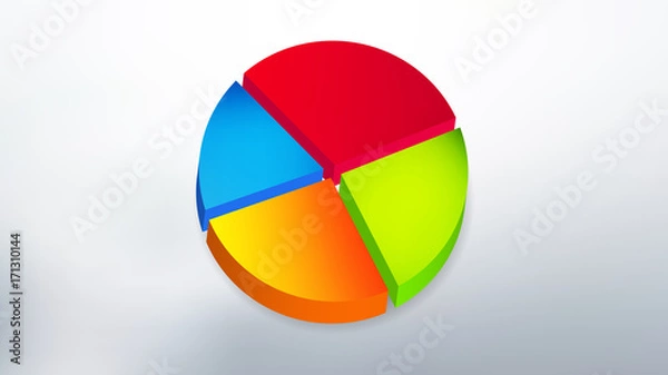 Fototapeta simple colored 3D pie chart with background design vector