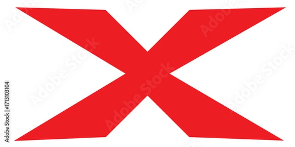 Fototapeta Red x icon. Bold red cross symbol on white background. Medical and emergency icon vector flat illustration design.