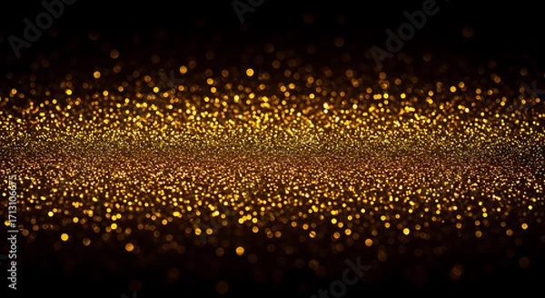Fototapeta A mesmerizing cascade of golden particles shimmering against a dark, starlit expanse, creating a visual symphony of light and wonder. 