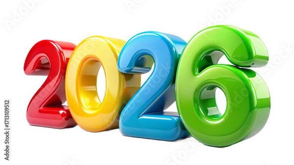 Fototapeta New Year 2026 3D Numbers Celebration Illustration