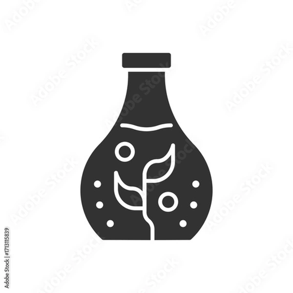 Fototapeta Plant laboratory Icon - Lab Flask With Leaf Icon