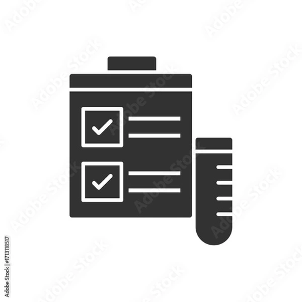 Fototapeta Lab Clipboard Icon - Check List With Test Tube Icon