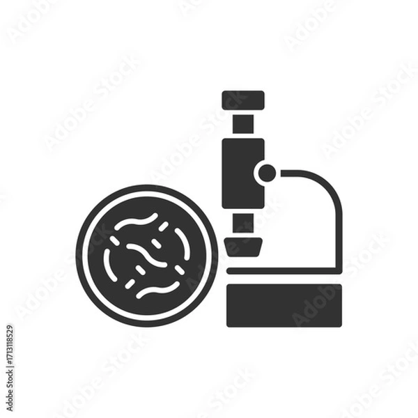 Fototapeta Bacteria Research Icon - Microscope With Microbe Icon