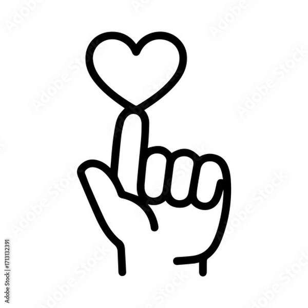 Fototapeta Hand with Heart Finger Gesture: Expressing Love and Affection with a Simple Touch, Ideal for Valentine's Day and Romantic Designs