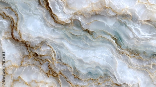 Fototapeta Onyx Marble Texture with White and Brown Veins, Abstract Background