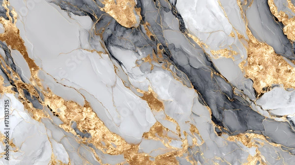 Fototapeta Gold Marble Texture on White and Grey Abstract Background for Luxury Interior Design and Elegant Backdrop