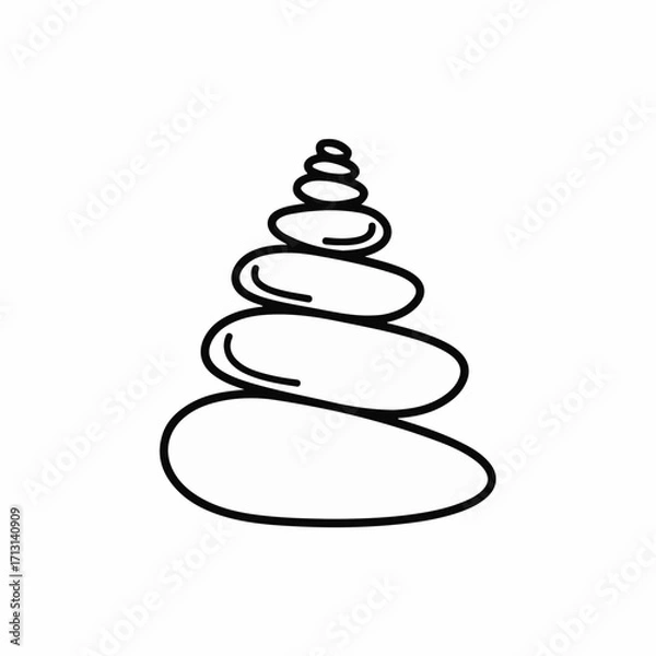 Fototapeta Symbolic stack of stones for meditation and relaxation. Stack of stones show harmony and balance, zen pyramid of pebbles for calm mind. Beautiful stack of stones, ideal for spa and wellness.