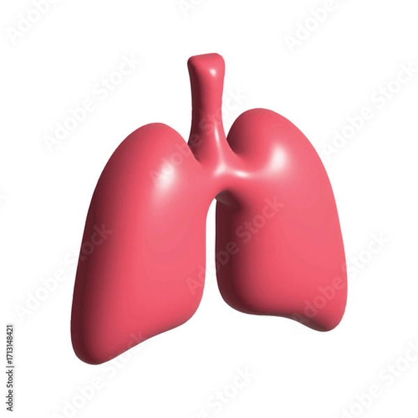 Fototapeta Lungs 3d - human internal organ Vector Icon Design Template. Glossy 3d Human lungs. Sars disease, coronaviruses in the lung. The coronavirus causes the severe illness SARS. Pulmonary hypertension.