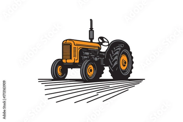 Obraz vintage tractor vector silhouette