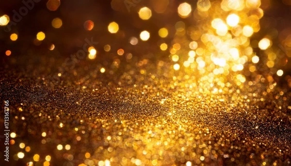 Fototapeta Golden Sparks Illuminate A Blurred Background In This Abstract Macro Photography