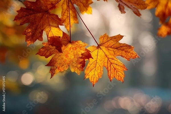 Obraz Autumn foliage creating a natural background. Golden autumn leaves background with warm seasonal colors. Fall design, nature textures, and cozy seasonal decorations. Autumn leaves pattern. Park