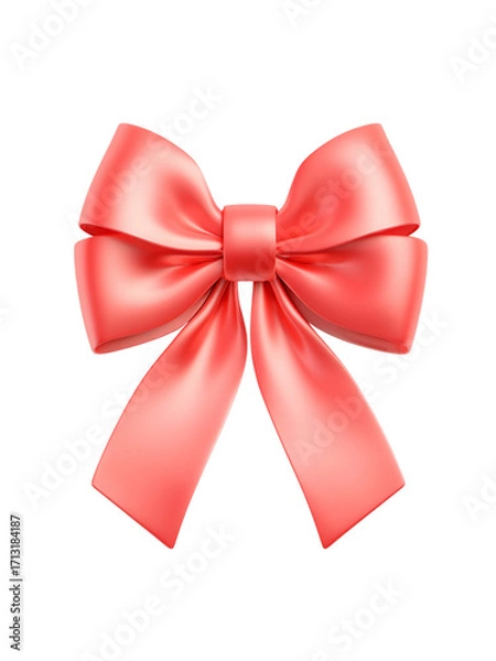 Fototapeta Red satin bow with smooth texture and elegant loops, perfect for romantic gift wrapping or decorative accents on special occasions
