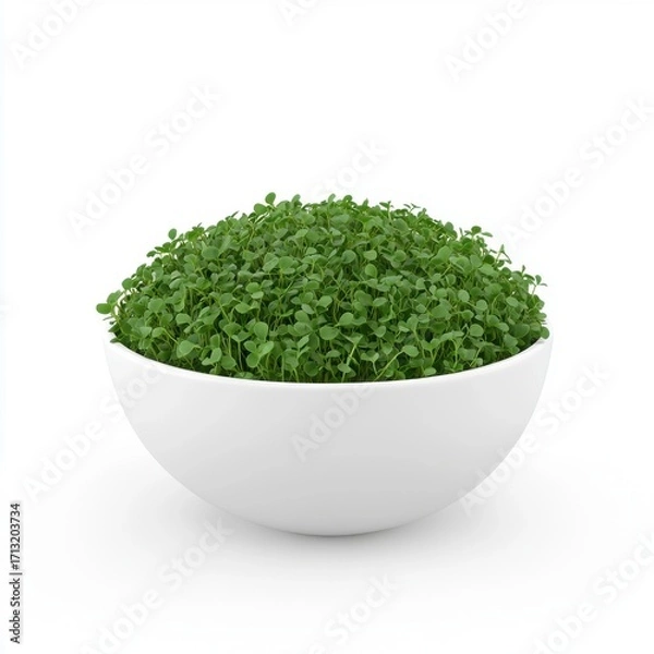 Fototapeta A lush bowl of vibrant green microgreens, perfect for garnishing dishes and adding a healthy touch.