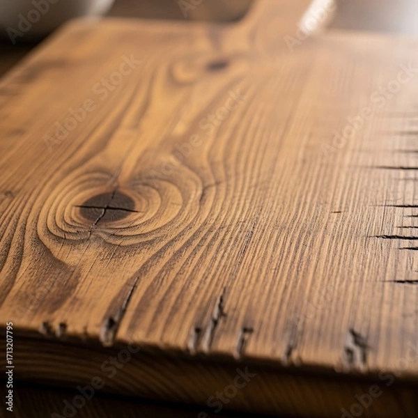 Fototapeta Rustic wooden cutting board with visible grain and weathered texture