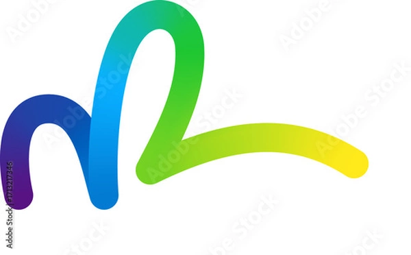 Fototapeta Color Gradient Swirl Shape. Abstract Graphic with Wavy Line in Rainbow Colors. Colorful Fluid Wave Pattern. Squiggly Design Element