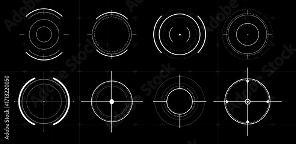 Obraz HUD target or aim pointers white . Vector illustration	