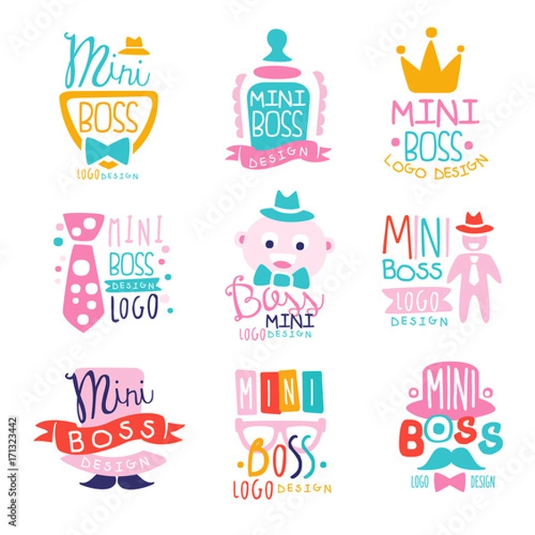 Fototapeta Mini boss logo design colorful hand drawn vector Illustrations