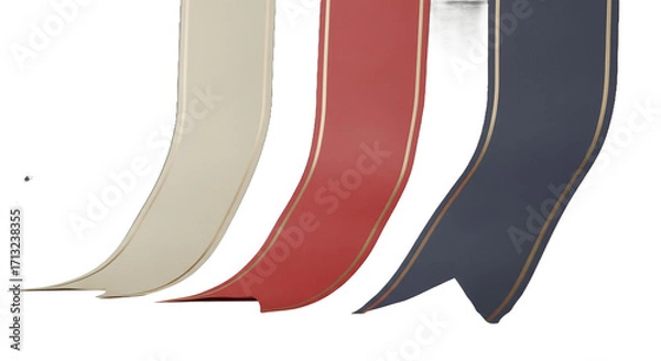 Fototapeta Three elegant ribbons with gold trim, perfect for design projects or branding
