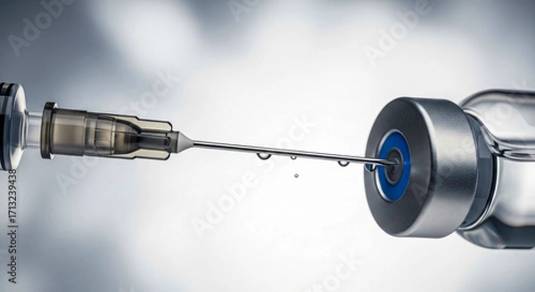 Obraz Syringe Extracting Liquid from Vaccine Vial 