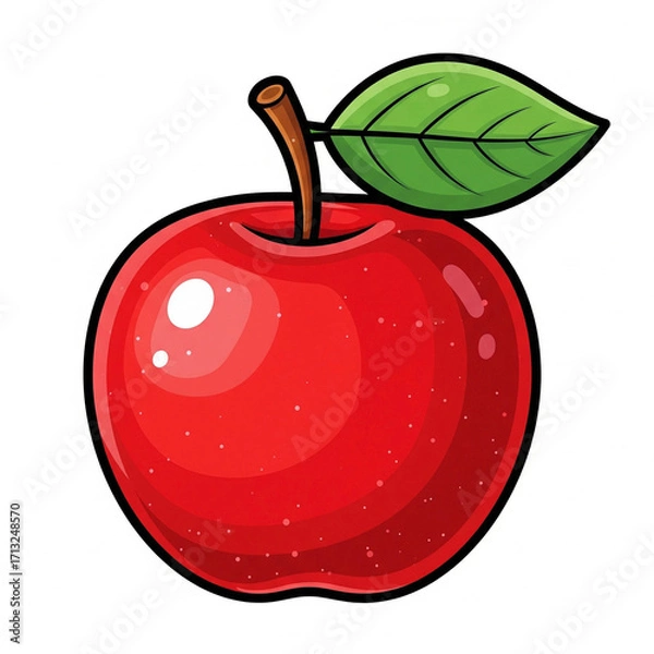 Obraz red apple with leaf