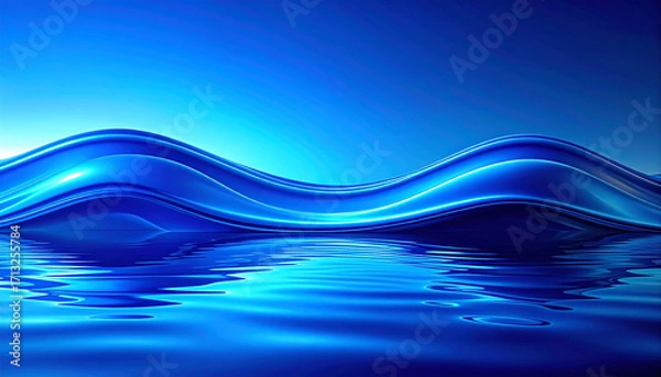Fototapeta Abstract blue waves with bright light and water reflections ocean