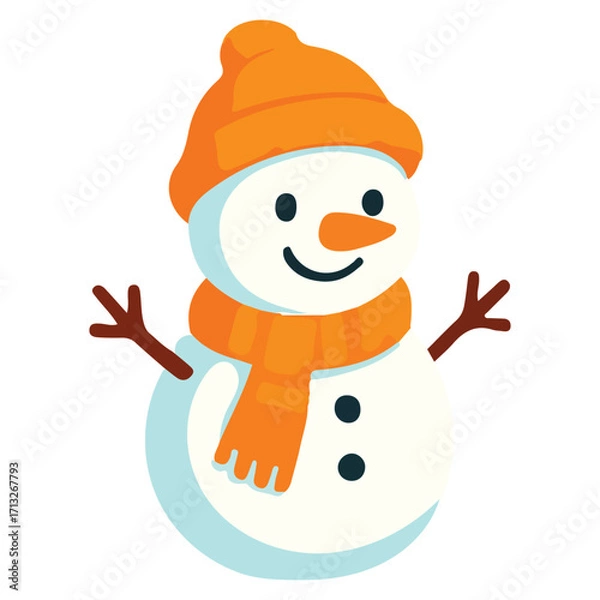 Fototapeta Snowman In Watercolor Drawing Style