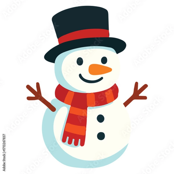 Fototapeta Snowman In Watercolor Drawing Style